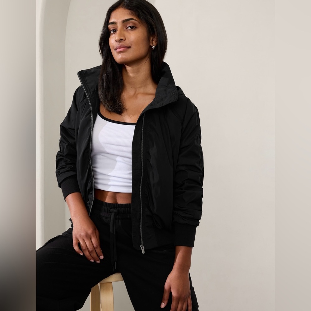Athleta Jetset Bomber Jacket Black Medium NWT
